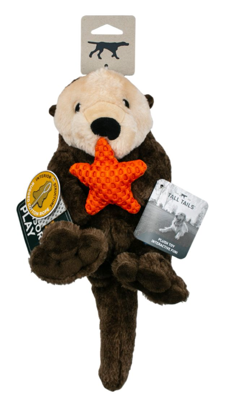 TALL TAILS PLUSH OTTER W/ SQUEAKER & INTERIOR ROPE BODY TOY 11"