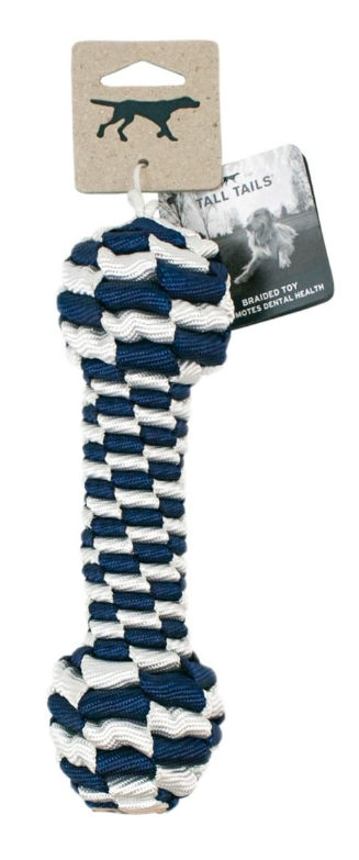 TALL TAILS BRAIDED BONE TOY NAVY & WHITE 9"