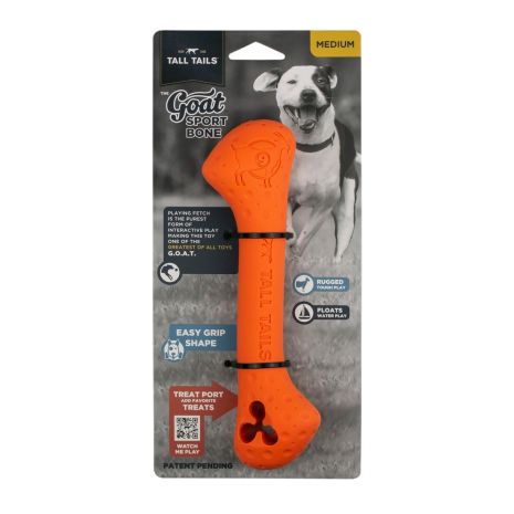 TALL TAILS GOAT RUBBER BONE ORANGE 9"