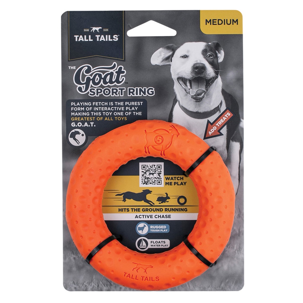 TALL TAILS GOAT RUBBER RING ORANGE 5"