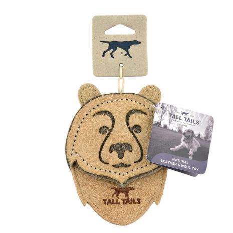 TALL TAILS NATURAL LEATHER &amp; WOOL BEAR TOY 4&quot;