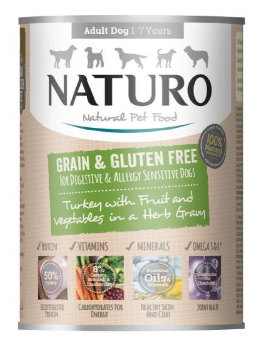 NATURO GRAIN &amp; GF TURKEY W/ CHICKEN &amp; VEG IN HERB JELLY 390G