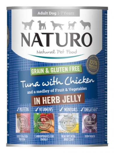 DMB - NATURO GRAIN &amp; GF TUNA W/ CHICKEN &amp; VEG IN HERB JELLY 390G