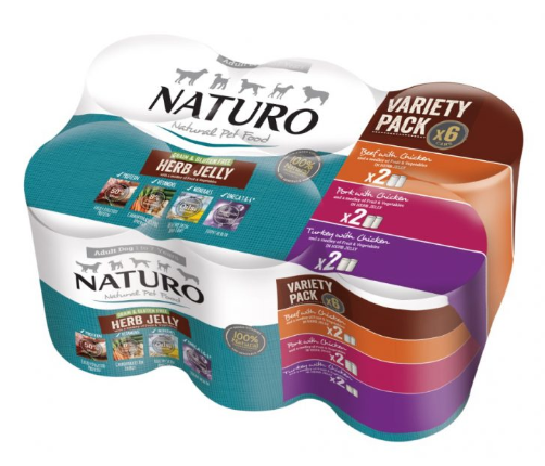 NATURO DOG GRAIN &amp; GF VARIETY PACK IN JELLY 6 X 390G