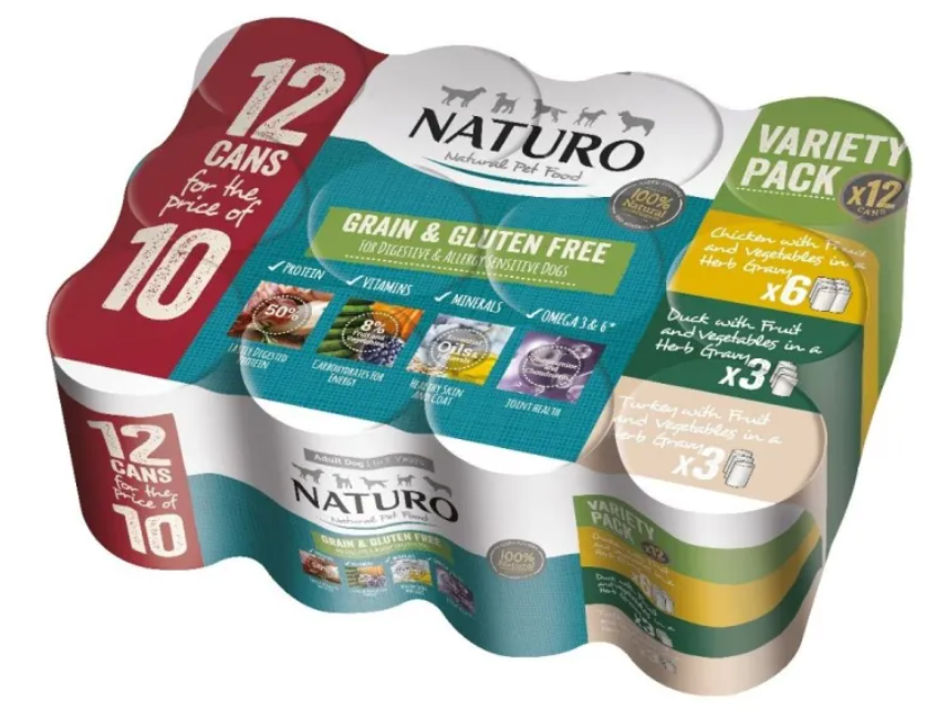 NATURO GRAIN &amp; GF VARIETY PACK IN GRAVY 12 X 390G