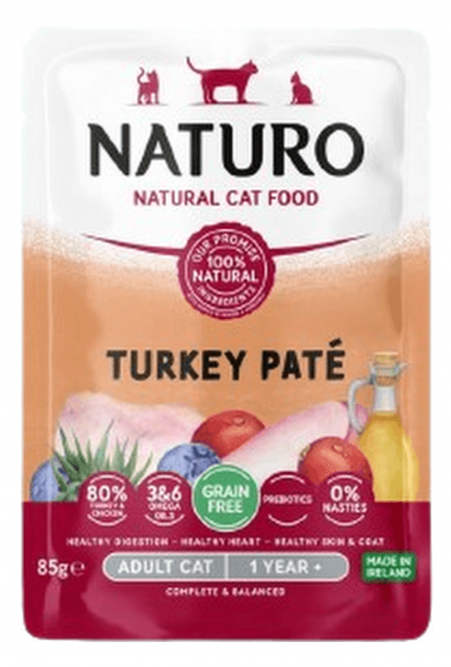 NATURO CAT GF TURKEY PATE POUCH 85G