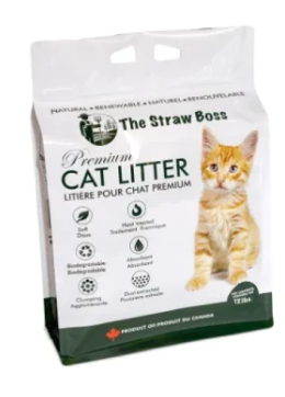STRAW BOSS CLUMPING NATURAL CAT LITTER PREMIUM 25LB (11.3KG)