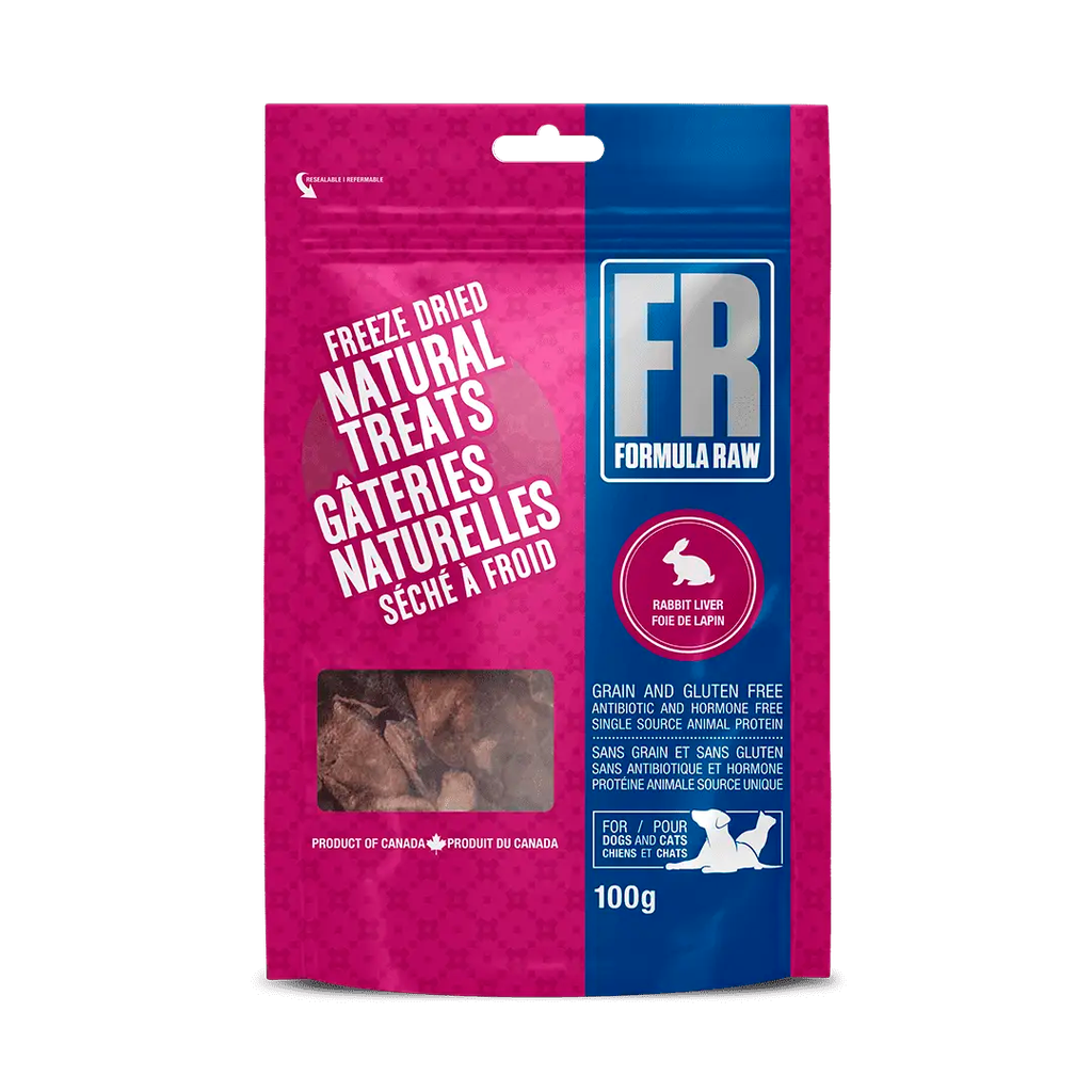 FORMULA RAW DOG RABBIT LIVER TREATS 100G