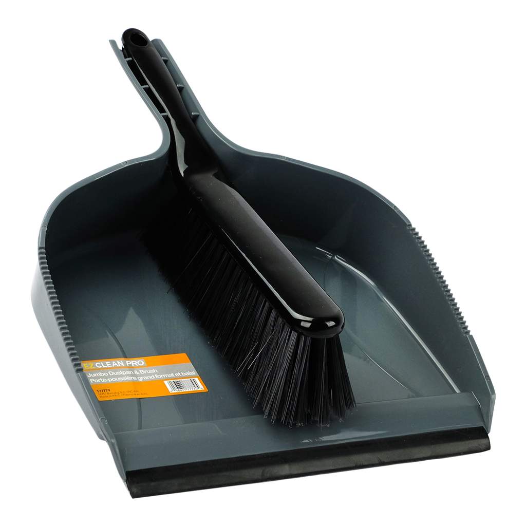 EZ CLEAN PRO JUMBO DUSTPAN &amp; 9&quot; BRUSH