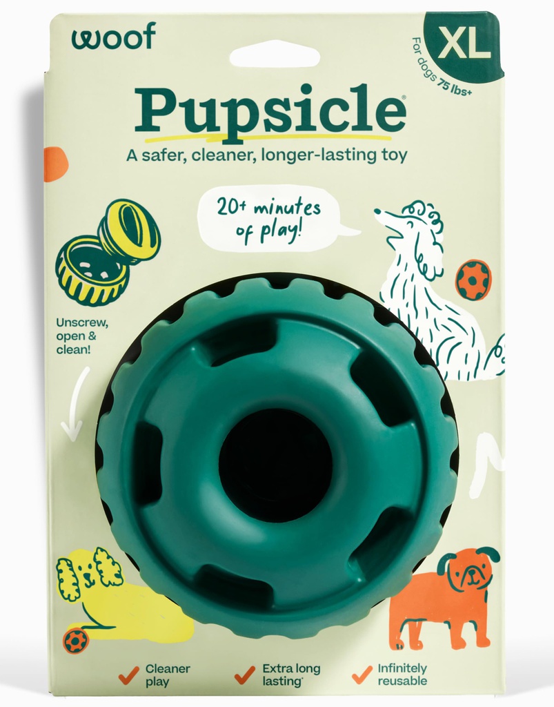 WOOF PUPSICLE INTERACTIVE TREAT TOY GREEN (XL)