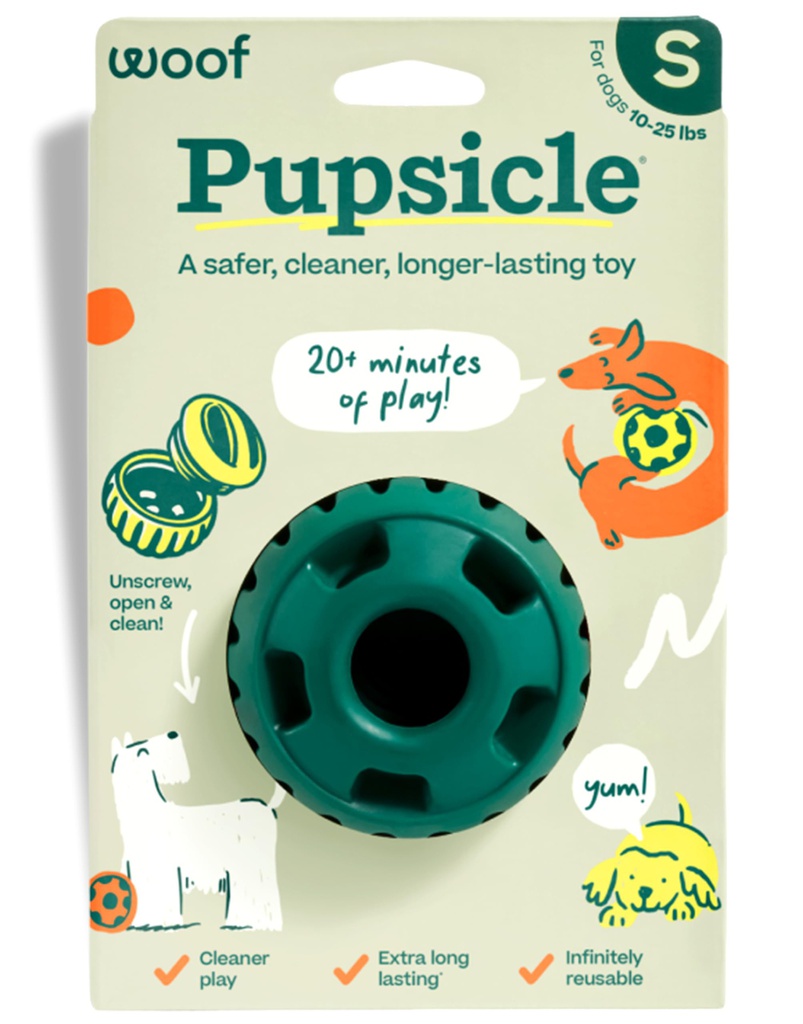 WOOF PUPSICLE INTERACTIVE TREAT TOY GREEN (L)
