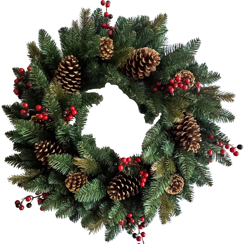 HOMETOWN HOLIDAYS CONE & RED BERRY WREATH 30"