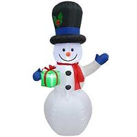 HOLIDAY INFLATABLE SNOWMAN W GIFT & LED 6FT