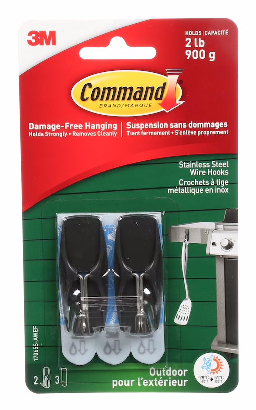COMMAND 17065S-AWES WIRE HOOK PLASTIC/SS SLATE