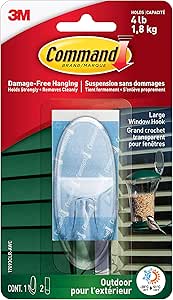 COMMAND 17093CLR-AWC OUTDOOR WINDOW HOOK PLASTIC CLEAR