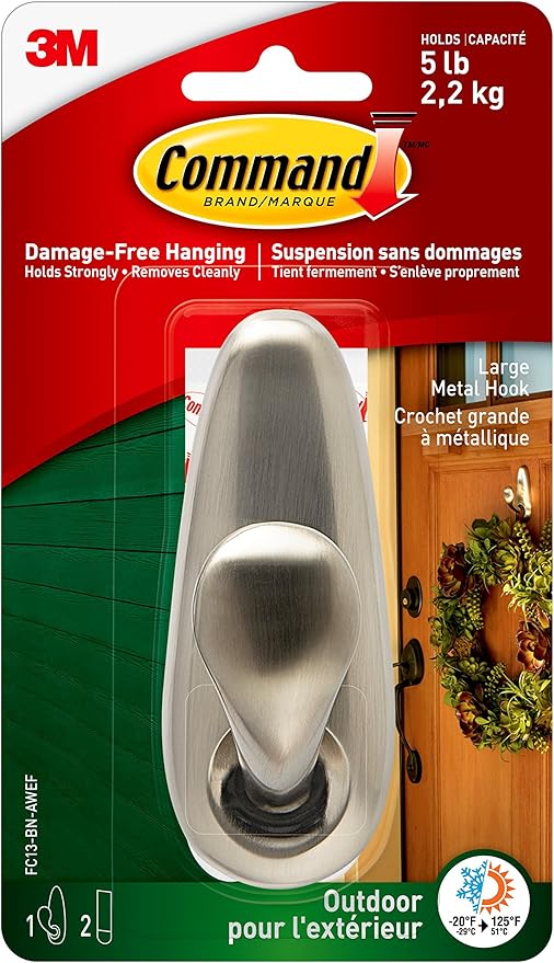 COMMAND FC13-BN-AWEF CLASSIC HOOK METAL BRUSH NICKEL