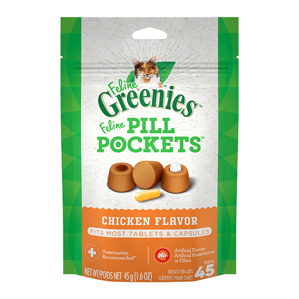 GREENIES FELINE PILL POCKETS CHICKEN 1.6OZ