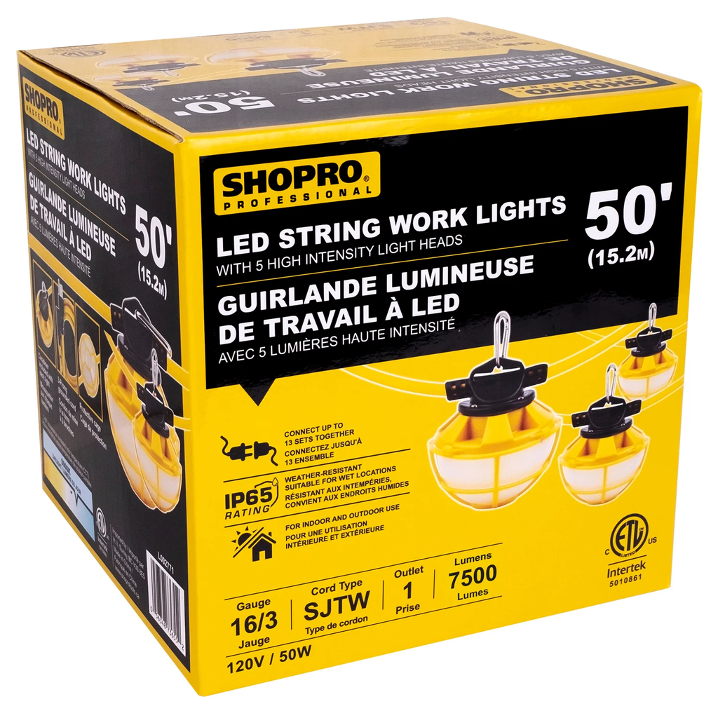 SHOPRO LED STRING WORK LIGHT 60W 50'