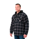BERNE MENS QUILT-LINED HOODED SHIRT JACKET PLAID STEEL BLACK (XL)