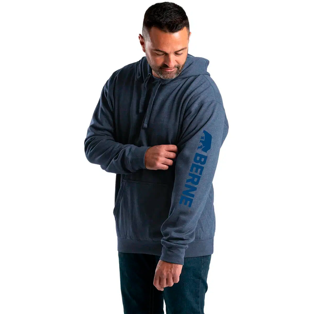 BERNE MENS SIGNATURE SLEEVE HOODED PULLOVER SPACE BLUE (L)