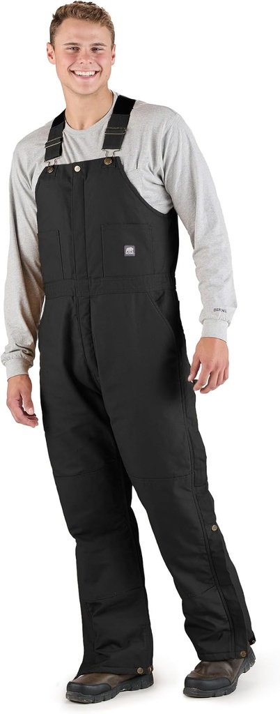 BERNE MENS HERITAGE INSULATED DUCK BIB OVERALL BLACK (TALL-L)