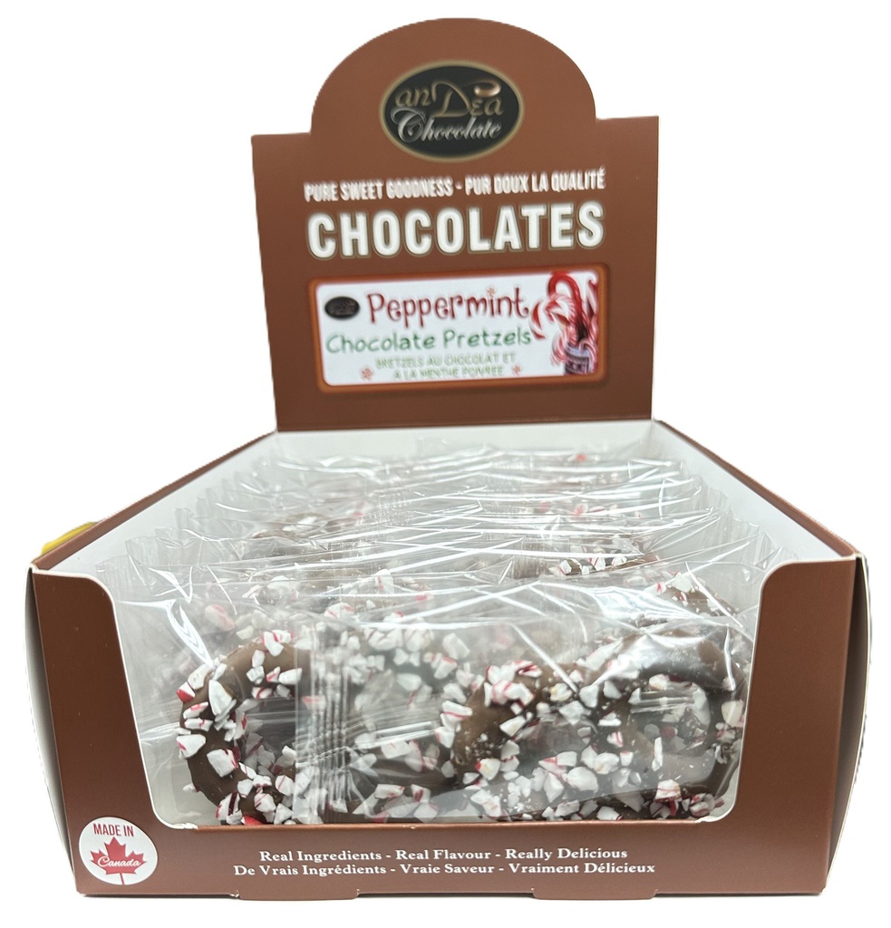 MILK CHOCOLATE 3-RING PRETZEL W/PEPPERMINT