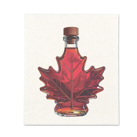 ABBOTT MAPLE SYRUP LEAF BOTTLE DISHCLOTH 6.75" X 7.5"