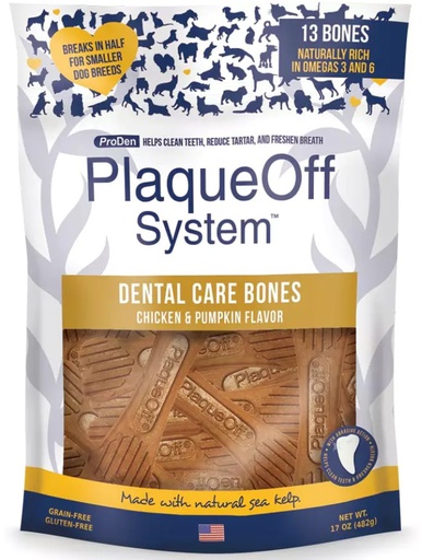 [10069760] PLAQUE OFF SYSTEM DENTAL BONES - CHICKEN & PUMPKIN 482g