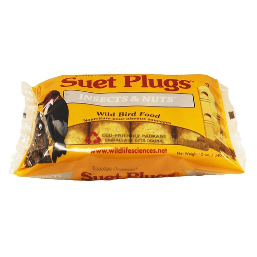 [10073972] WILDLIFE SCIENCE SUET PLUGS INSECTS & NUTS 12OZ (4PK)