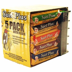[164-229125] WILDLIFE SCIENCE SUET PLUS VARIETY 5 PACK W/ FEEDER