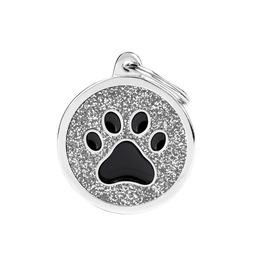 [10090134] MY FAMILY GLITTER CIRCLE PAW GREY