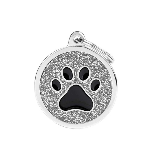 [10090134] MY FAMILY SHINE GLITTER CIRCLE PAW GREY