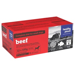 [10091328] HEALTHY PAWS DOG COMPLETE SM DOG DINNER BEEF 12 x100G