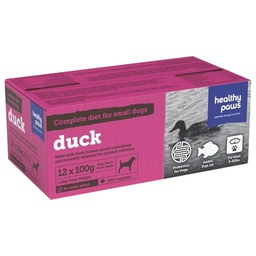 [10091338] HEALTHY PAWS DOG COMPLETE SM DOG DINNER DUCK 12 X 100G