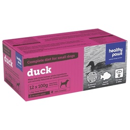 [136-101073] HEALTHY PAWS DOG COMPLETE SM DOG DINNER DUCK 12 X 100G