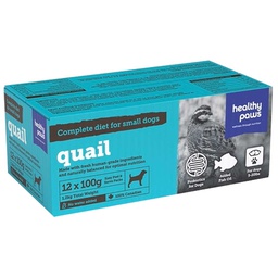 [136-101080] HEALTHY PAWS DOG COMPLETE SM DOG DINNER QUAIL 12 X 100G