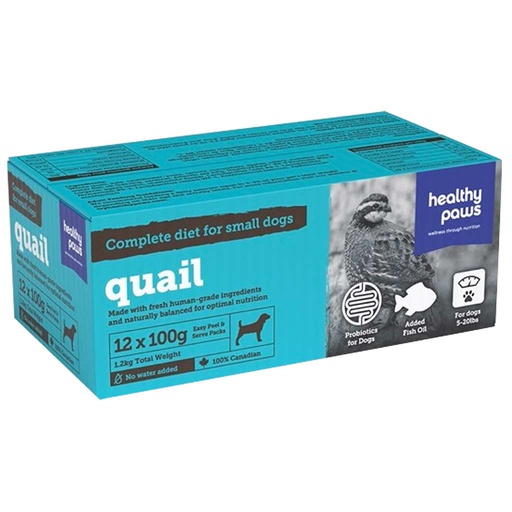 [10091340] DMB - HEALTHY PAWS DOG COMPLETE SM DOG DINNER QUAIL 12 X 100G