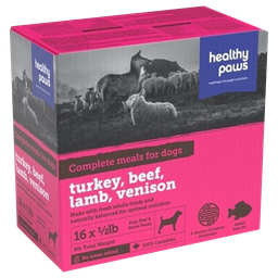 [10091360] DV - HEALTHY PAWS DOG VARIETY PK TURKEY, LAMB, BEEF, VENISON 12 X  1/2LB