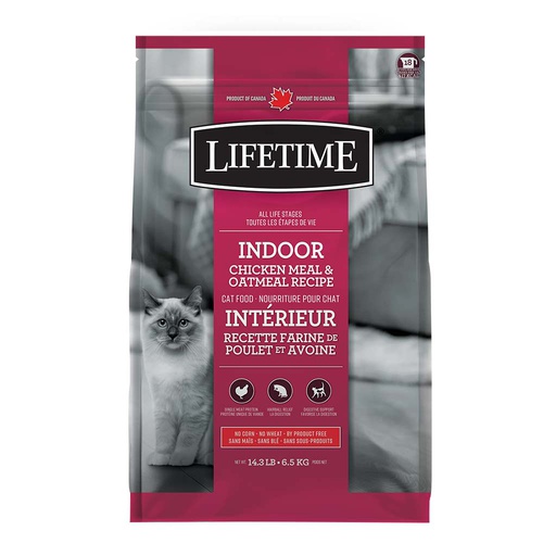[10091808] LIFETIME CAT ALL LIFE STAGES INDOOR CHICKEN & OATMEAL 14.3LB