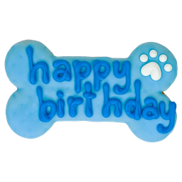 [10092270] BOSCO AND ROXY'S BLUE HAPPY BIRTHDAY BONE 6&quot;