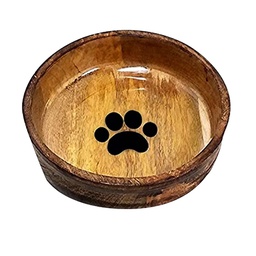 [10092454] DMB - ADVANCE NON SKID ROUND WOOD BOWL W/ PAW PRINT LRG