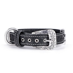 [10092870] MY FAMILY EL PASO COLLAR LEATHER BLK SM 27-31CM