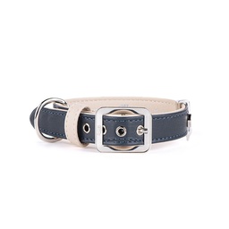 [10092886] MY FAMILY HERMITAGE COLLAR LEATHER BLUE &amp; CREAM SM 27-31CM