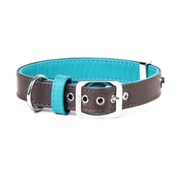 [10092894] MY FAMILY HERMITAGE COLLAR LEATHER BRN &amp; TURQ SM 37-31CM