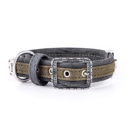 [10092910] DMB - MY FAMILY LONDON COLLAR FAUX LEATHER GRN &amp; BLK SM 30-36CM