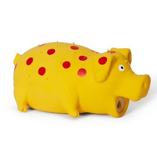 [10093622] BUD'Z LATEX SQUEAKER SPOTTED PIG YELLOW