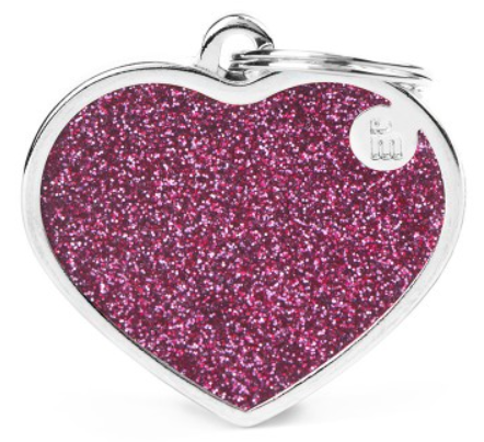 [10093812] MY FAMILY SHINE GLITTER HEART PINK L