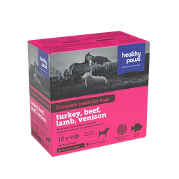 [10094050] HEALTHY PAWS DOG VARIETY PK TURKEY, LAMB, BEEF, VENISON 16 X  1/2LB