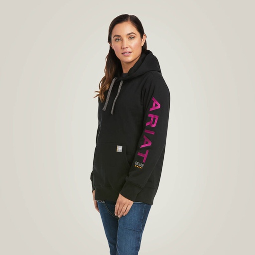 [10097724] ARIAT WOMENS REBAR GRAPHIC HOODIE BLACK/PURPLE XL