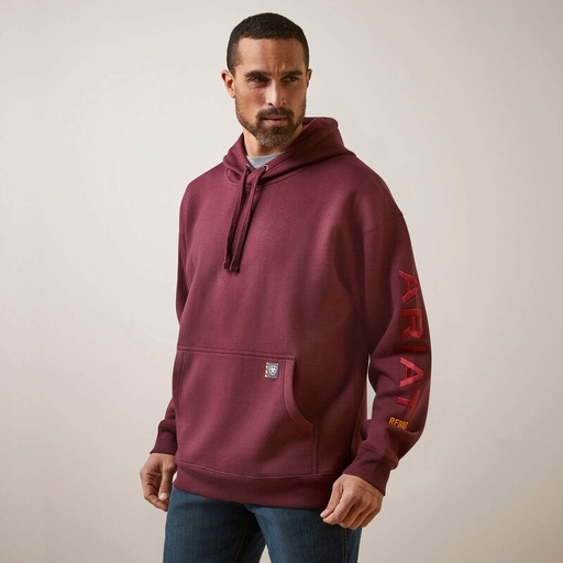 [10097740] ARIAT MENS REBAR GRAPHIC HOODIE MALBEC/BRICK RED MED